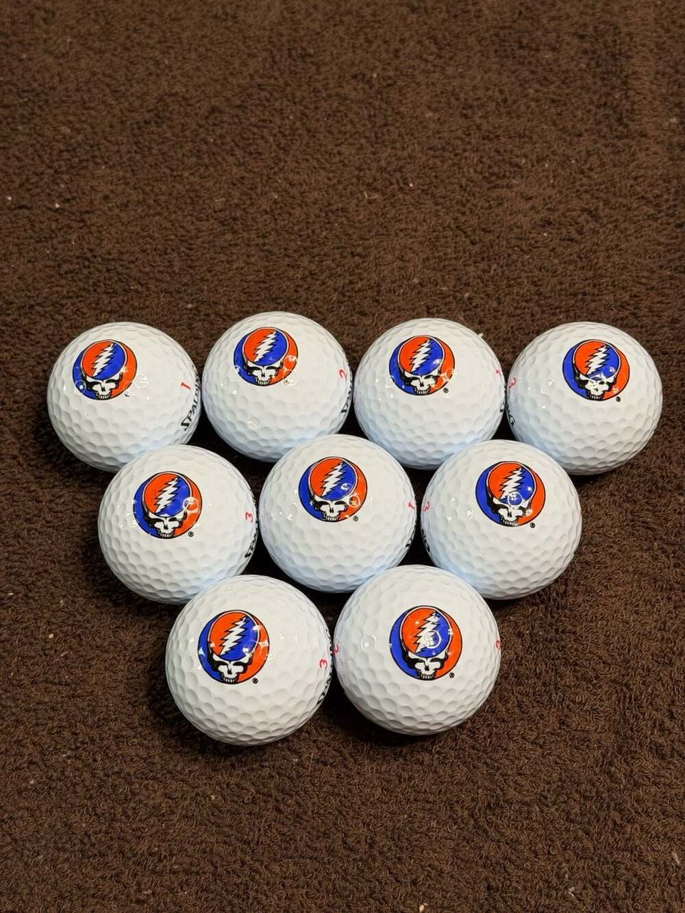 Spalding Grateful Dead Steal Your Face Logo Golf Balls Set of 9. Hard to find!